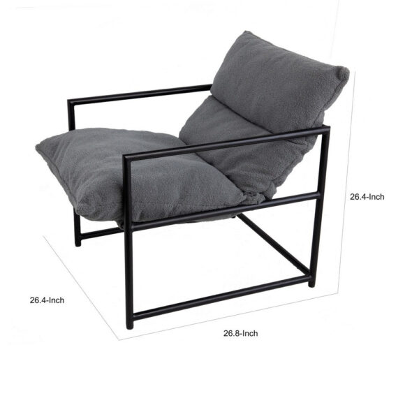 150220266991a9f65008d.jpeg 26 Inch Accent Chair with Cushion, Black Iron, Light Gray Faux Leather