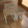 Set of 3 Nesting Side End Tables, Faux Leather Top, Clear Acrylic Legs