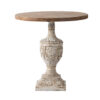 31 Inch Accent Side Table, Pedestal Urn Base, Round Top, Antique White