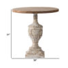 31 Inch Accent Side Table, Pedestal Urn Base, Round Top, Antique White