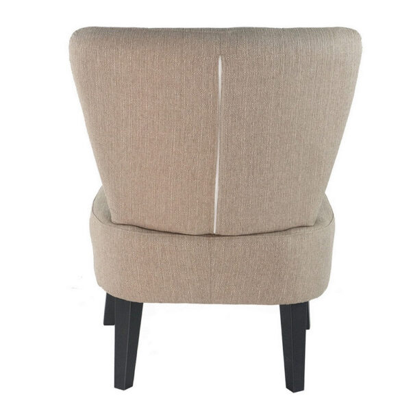 28 Inch Accent Chair, Padded Back, Black Legs, Beige Fabric Upholstery