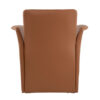 32 Inch Accent Chair, Curved, Extended Back, Caramel Brown Faux Leather