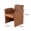 32 Inch Accent Chair, Curved, Extended Back, Caramel Brown Faux Leather