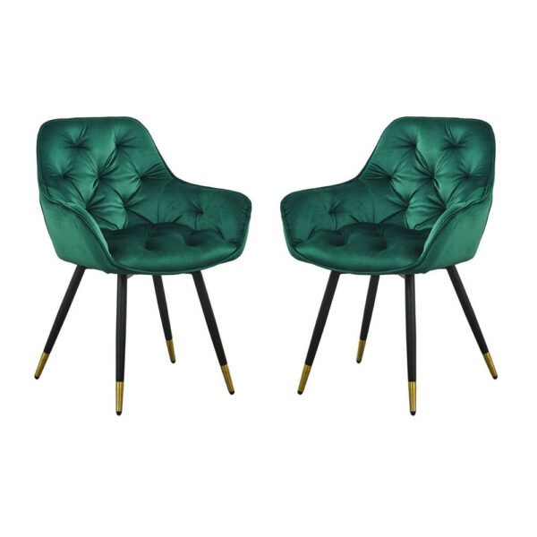 150220266991aaa3ba8e9.jpeg 25 Inch Accent Dining Chair, Curved Back, Gold, Green Velvet Upholstery