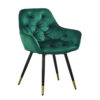150220266991aaa6e3d2a.jpeg 25 Inch Accent Dining Chair, Curved Back, Gold, Green Velvet Upholstery
