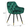 150220266991aaaa1c681.jpeg 25 Inch Accent Dining Chair, Curved Back, Gold, Green Velvet Upholstery