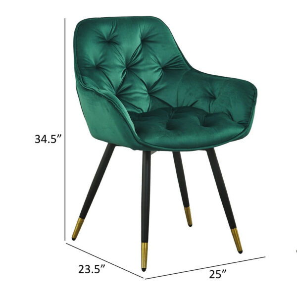 150220266991aaaa1c681.jpeg 25 Inch Accent Dining Chair, Curved Back, Gold, Green Velvet Upholstery