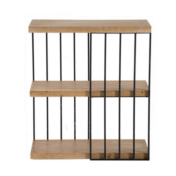 150220266991aaba79729.jpeg 35 Inch 3 Tier Decorative Display Shelves, Black Iron, Fir Wood, Brown