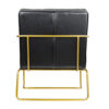 30 Inch Accent Chair, Gold Iron Frame, Channel Tufted Black Faux Leather