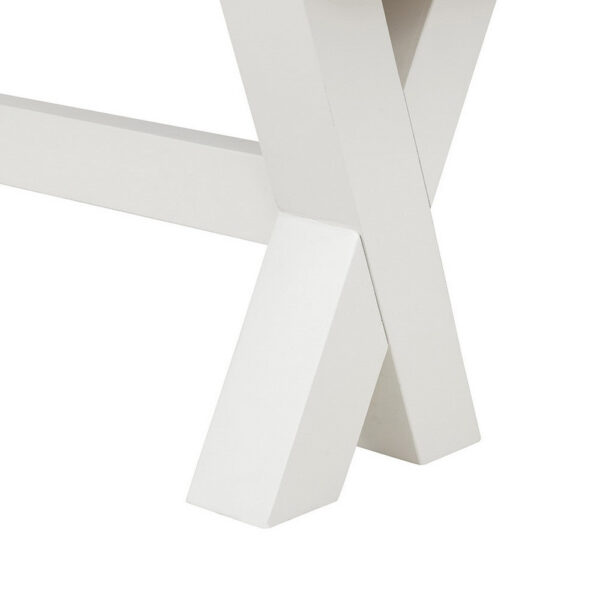 150220266991aad4c0617.jpeg 70 Inch Dining Bench, White X Leg Trestle Base, Acacia Wood, Brown Seat