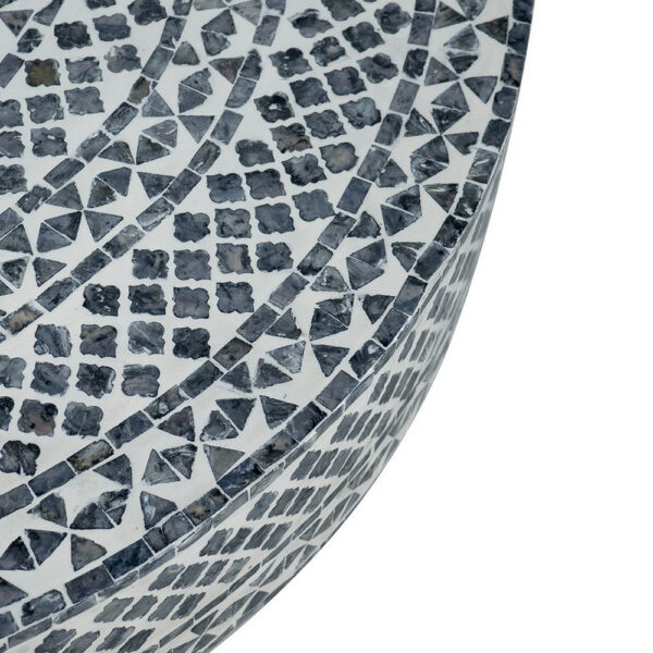 Piki 35 Inch Coffee Table, Mughal Capiz Inlaid Pattern, Gray, Gold