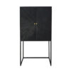 59 Inch Accent Cabinet, 2 Doors, Iron Stand, Acacia Wood, MDF, Black