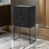 59 Inch Accent Cabinet, 2 Doors, Iron Stand, Acacia Wood, MDF, Black