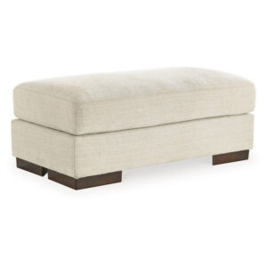 150220266991ab0f57820.jpeg Magg 44 Inch Ottoman, Low Profile Block Feet, Beige Polyester Upholstery