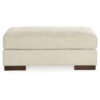 Magg 44 Inch Ottoman, Low Profile Block Feet, Beige Polyester Upholstery