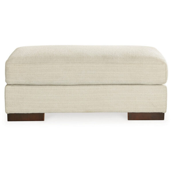 Magg 44 Inch Ottoman, Low Profile Block Feet, Beige Polyester Upholstery