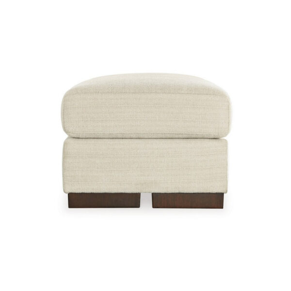 Magg 44 Inch Ottoman, Low Profile Block Feet, Beige Polyester Upholstery