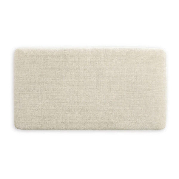 Magg 44 Inch Ottoman, Low Profile Block Feet, Beige Polyester Upholstery