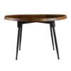 Aji 39 Inch Coffee Table, Oval Brown Wood Grain Acacia Wood Top, Metal Legs