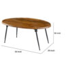 Aji 39 Inch Coffee Table, Oval Brown Wood Grain Acacia Wood Top, Metal Legs