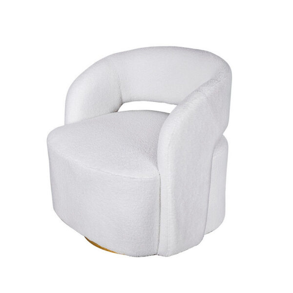 150220266991ab3a3ffc2.jpeg Xion 30 Inch Swivel Accent Chair, White Fabric Upholstery, Gold Iron Base