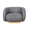 Eros 35 Inch Swivel Accent Chair, Plush Gray Fabric Upholstery, Gold Base