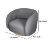 Eros 35 Inch Swivel Accent Chair, Plush Gray Fabric Upholstery, Gold Base