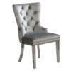 24 Inch Dining Side Chair Set of 2, Tufted Silver Gray Fabric, Chrome legs
