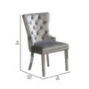 24 Inch Dining Side Chair Set of 2, Tufted Silver Gray Fabric, Chrome legs