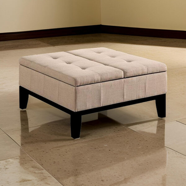 150220266991ab76b070a.jpeg Orin 36 Inch Ottoman, Split Storage Lid, Tufted Beige Upholstery, Wood