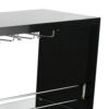 Zaina 42 Inch Modern Bar Table, 3 Shelves, Tempered Glass, Black, Chrome