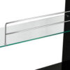 Zaina 42 Inch Modern Bar Table, 3 Shelves, Tempered Glass, Black, Chrome