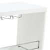 Zaina 42 Inch Modern Bar Table, 3 Shelves, Tempered Glass, White, Chrome