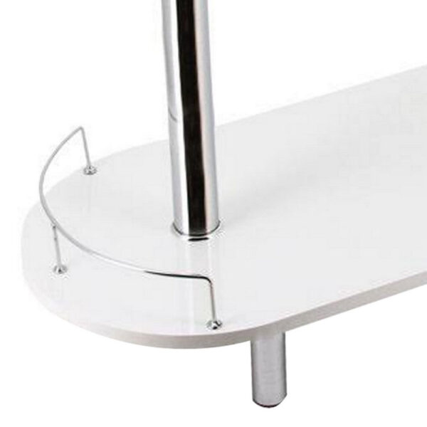 Zaina 42 Inch Modern Bar Table, 3 Shelves, Tempered Glass, White, Chrome