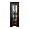 72 Inch Corner Curio Cabinet, 5 Shelves, Tempered Glass Door, Brown Wood
