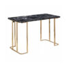 Jenny 47 Inch Desk, USB Power Outlet, Gold Metal Legs, Black Faux Marble