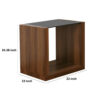Bere 24 Inch Side End Table, Black Glass Top, Open Bottom Shelf, Brown Wood