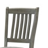 26 Inch Counter Height Chair Set of 2, Slat Back, Gray Wood, Fabric Seat