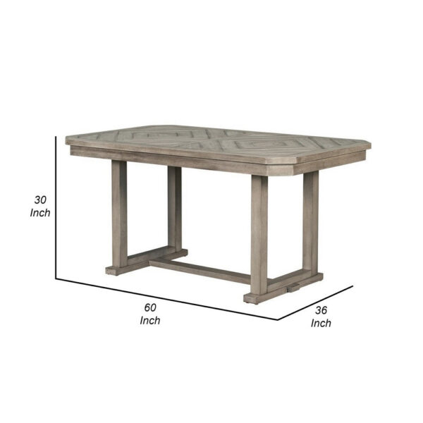 Lais 60 Inch Dining Table, Rectangular, Diamond Wood Grain Pattern, Gray