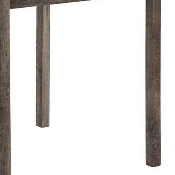 5 Piece Counter Height Table Set with 4 Stools, Beige Fabric, Gray Wood