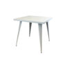 Oran 32 Inch Dining Table, Square Metal Top, Tapered Legs, White Finish