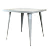 Oran 32 Inch Dining Table, Square Metal Top, Tapered Legs, White Finish
