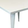 Oran 32 Inch Dining Table, Square Metal Top, Tapered Legs, White Finish