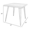 Oran 32 Inch Dining Table, Square Metal Top, Tapered Legs, White Finish