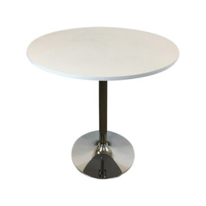150220266991ac5e99734.jpeg Mari 36 Inch Counter Height Table, White Round Top and Stainless Steel Base