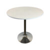 Mari 36 Inch Counter Height Table, White Round Top and Stainless Steel Base