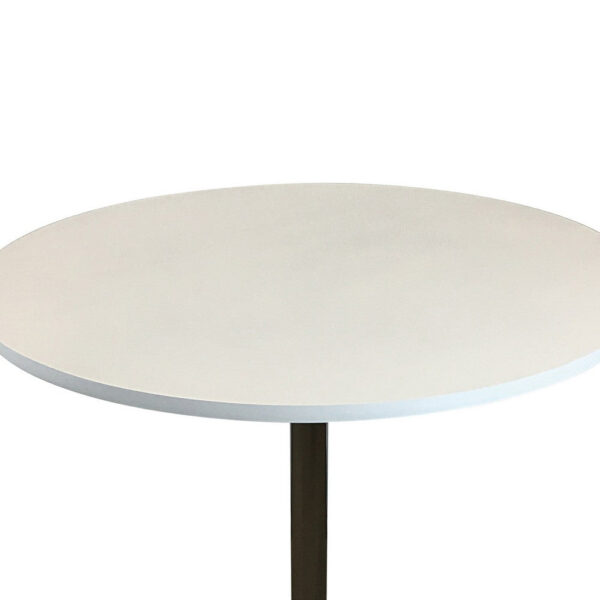 Mari 36 Inch Counter Height Table, White Round Top and Stainless Steel Base