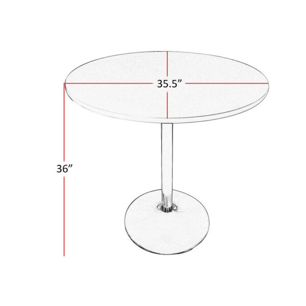 Mari 36 Inch Counter Height Table, White Round Top and Stainless Steel Base