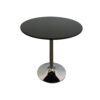 Mari 36 Inch Dining Table, Smooth Black Round Top and Stainless Steel Base