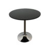 Mari 36 Inch Dining Table, Smooth Black Round Top and Stainless Steel Base